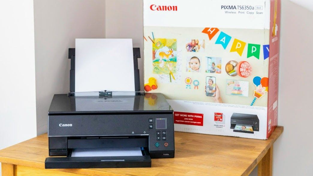 Canon PIXMA TS6420a Wireless All-In-One Inkjet Printer being tested in writer&#039;s home