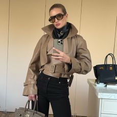 Rosie Huntington-Whiteley wears a mole jacket