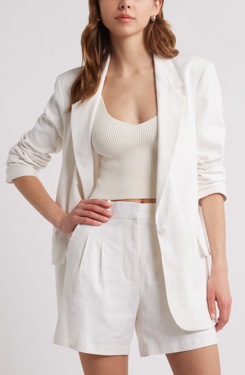 Everyday One-Button Linen Blend Blazer