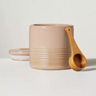 Ribbed Stoneware Coffee Canister with Wood Scoop Blush from Hearth & Hand with Magnolia