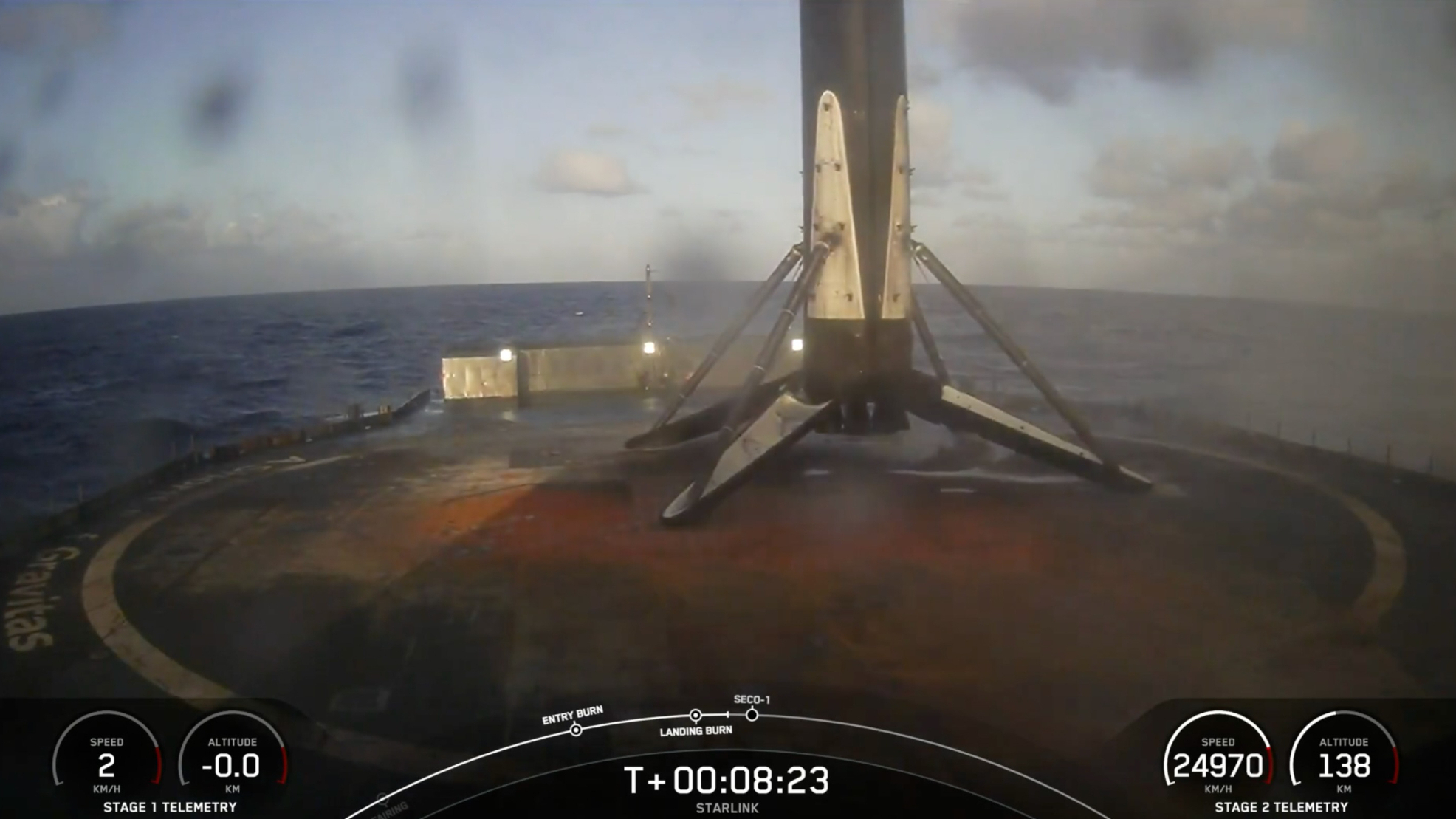 Nahaufnahme einer Rakete, die auf dem Deck eines Schiffes auf See sitzt