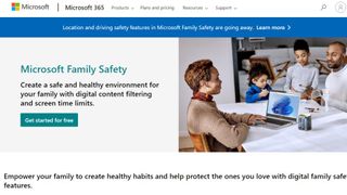 Microsoft Family Safety website screenshot.