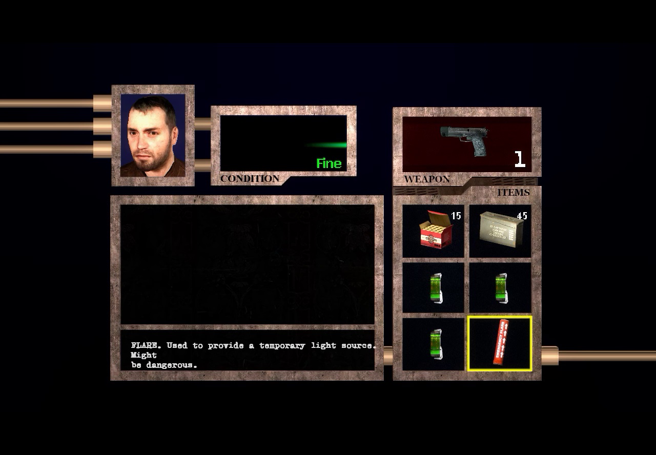Lost and Damned inventory screen homaging resident evil