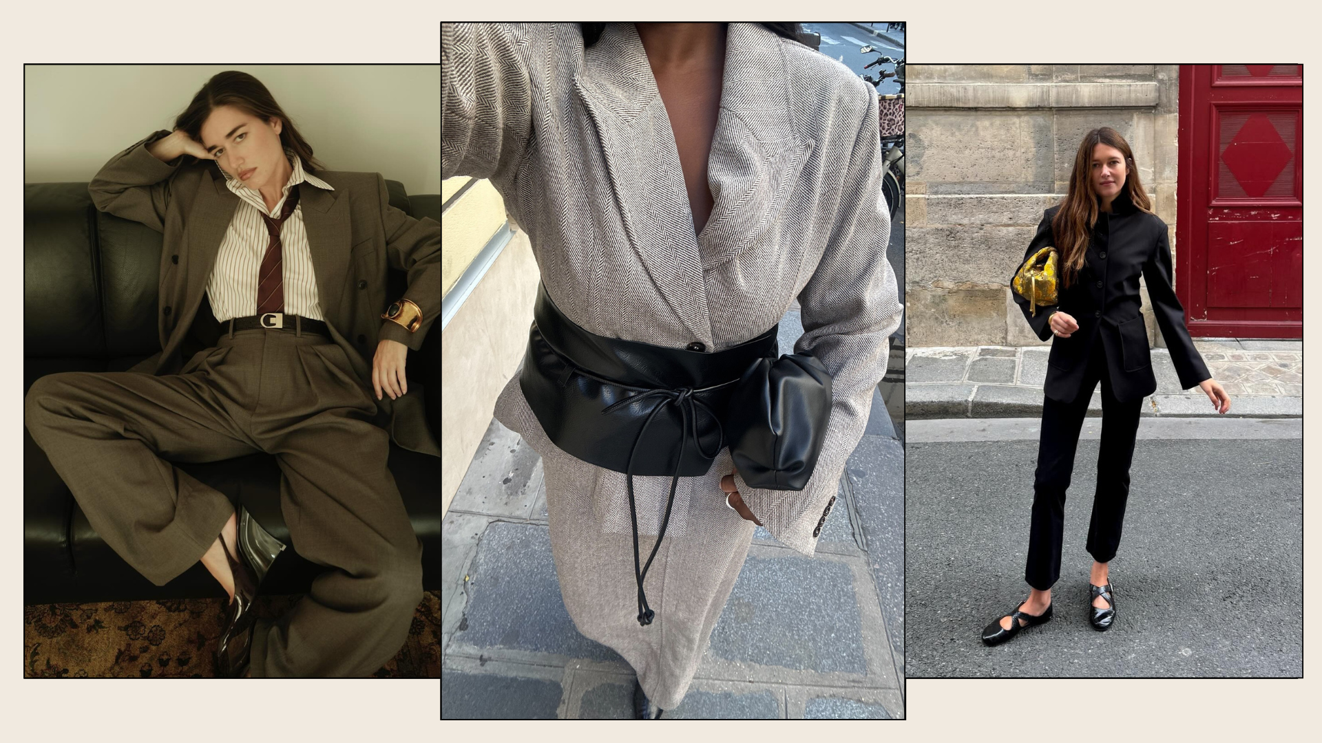 Fashion people nnennaechem, hannastefansson and deborarosa wear a blazer trend 2026. They wear a belted blazer, a collarless blazer and a blazer dress. 