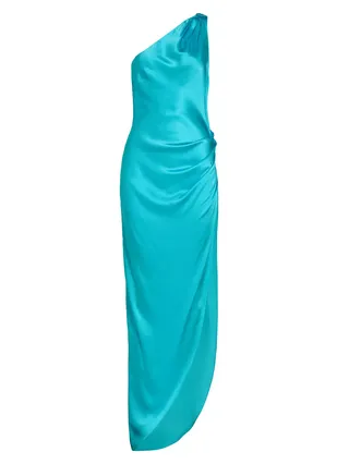 One-Shoulder Dress in turquoise