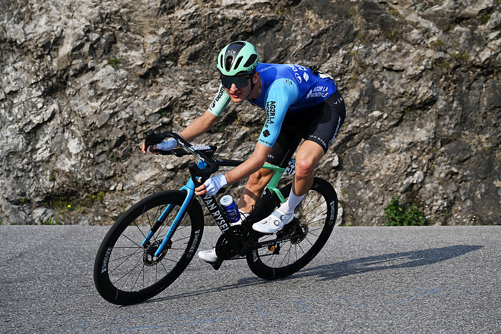 BERGAMO, ITALY - OCTOBER 11: Paul Seixas of France and Team Decathlon AG2R La Mondiale competes during the 119th Il Lombardia 2025 a 241km one day race from Como to Bergamo on October 11, 2025 in Bergamo, Italy. (Photo by Dario Belingheri/Getty Images)