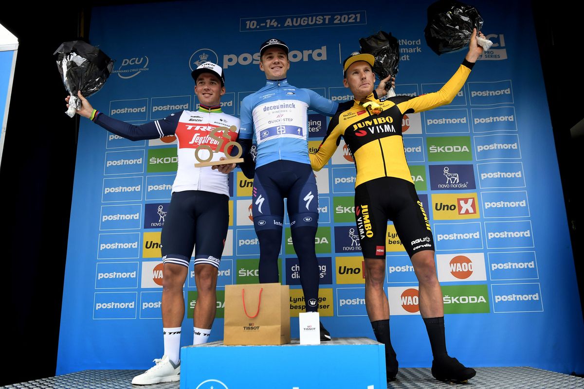 Tour of Denmark 2021 - 31st Edition - 5th stage Frederiksberg - Frederiksberg 10,8 km - 14/08/2021 - Remco Evenepoel (BEL - Deceuninck - Quick-Step) - Mads Pedersen (DEN - Trek - Segafredo) - Mike Teunissen (NED - Jumbo - Visma) - photo Thomas Sjorup/CV/BettiniPhoto&Acirc;&copy;2021