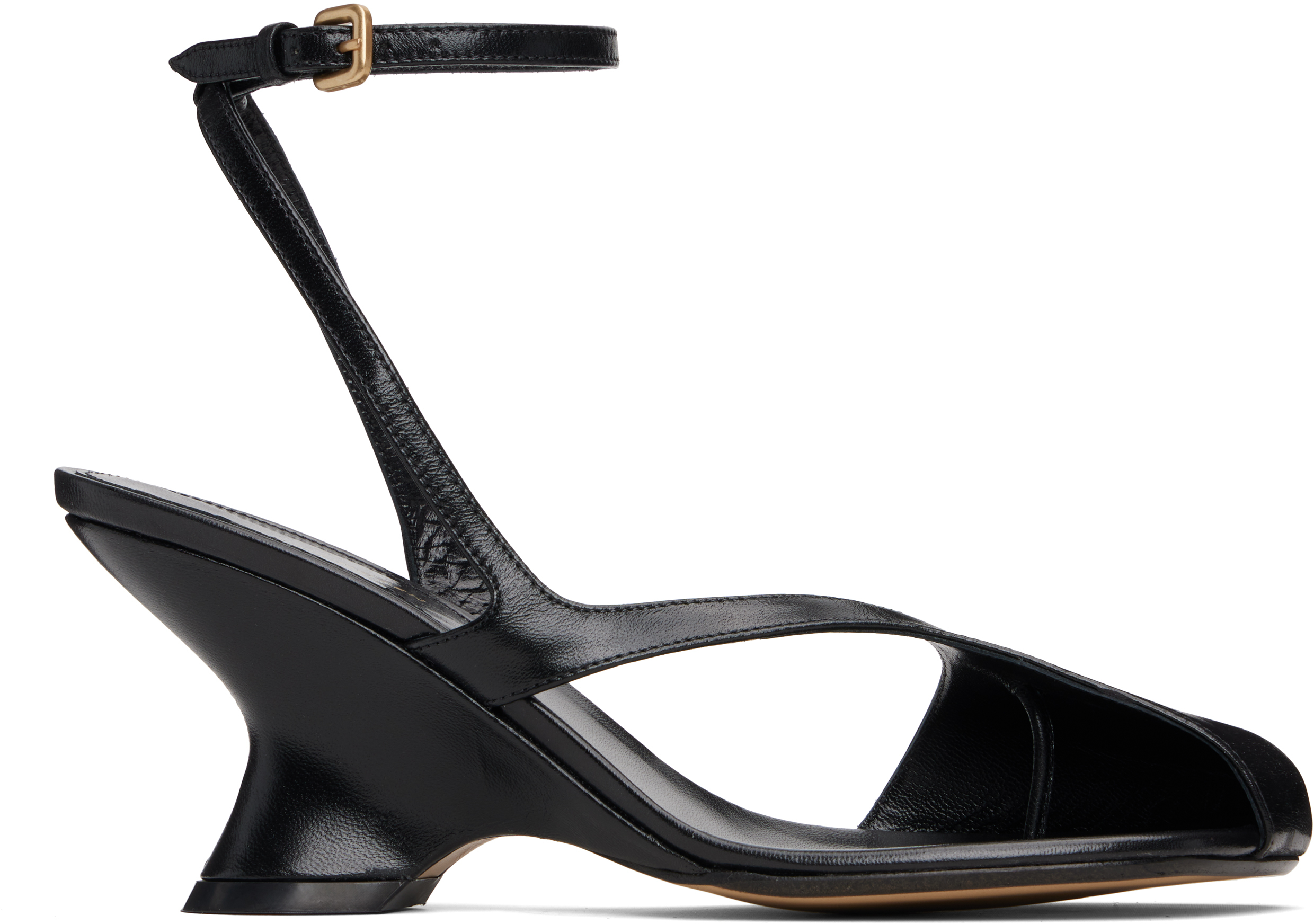 Black Cutout Heeled Sandals
