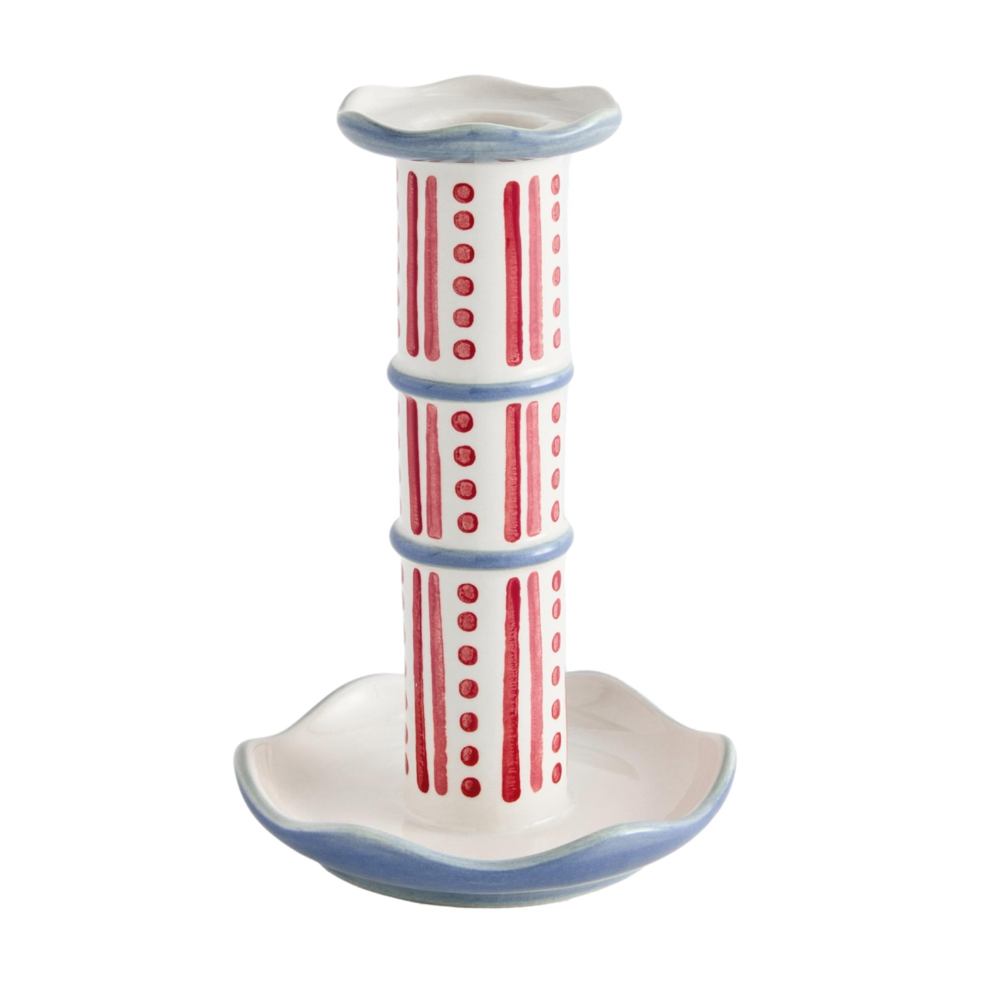 Next Red Blue Stripe Ceramic Taper Candle Holder
