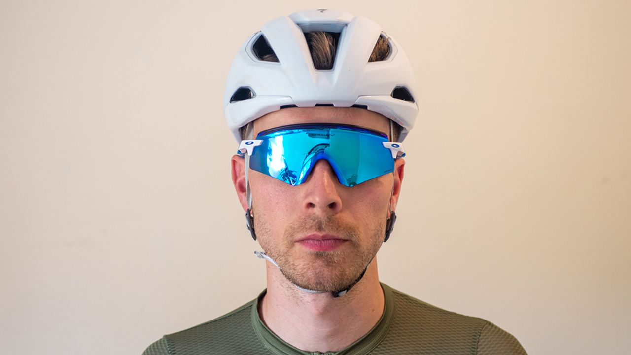A close up detail of one of the best road bike helmets