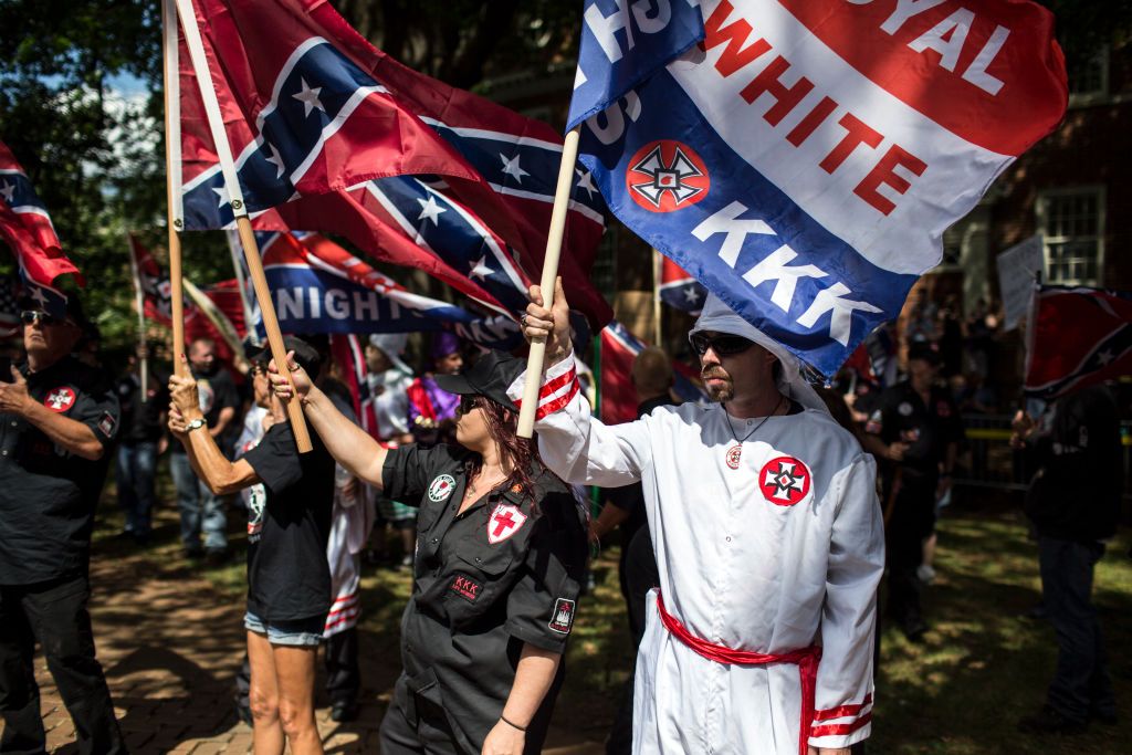 Racists protest in Charlottesville, VA on July 8, 2017