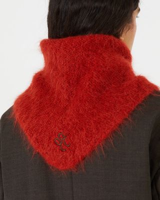 Bufanda Triangular Mezcla De Alpaca Rojo