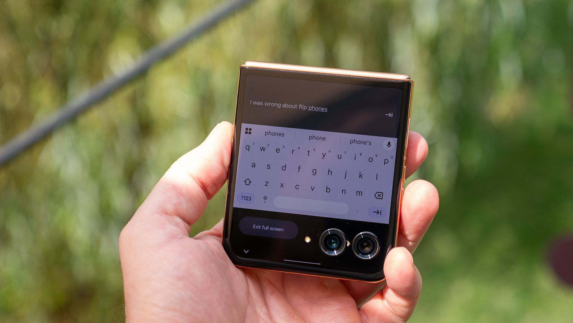 Typing on the Motorola Razr Plus 2025's cover screen