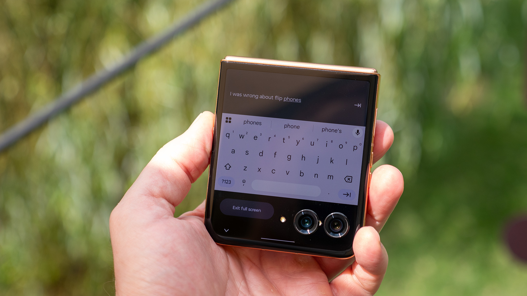 Typing on the Motorola Razr Plus 2025's cover screen