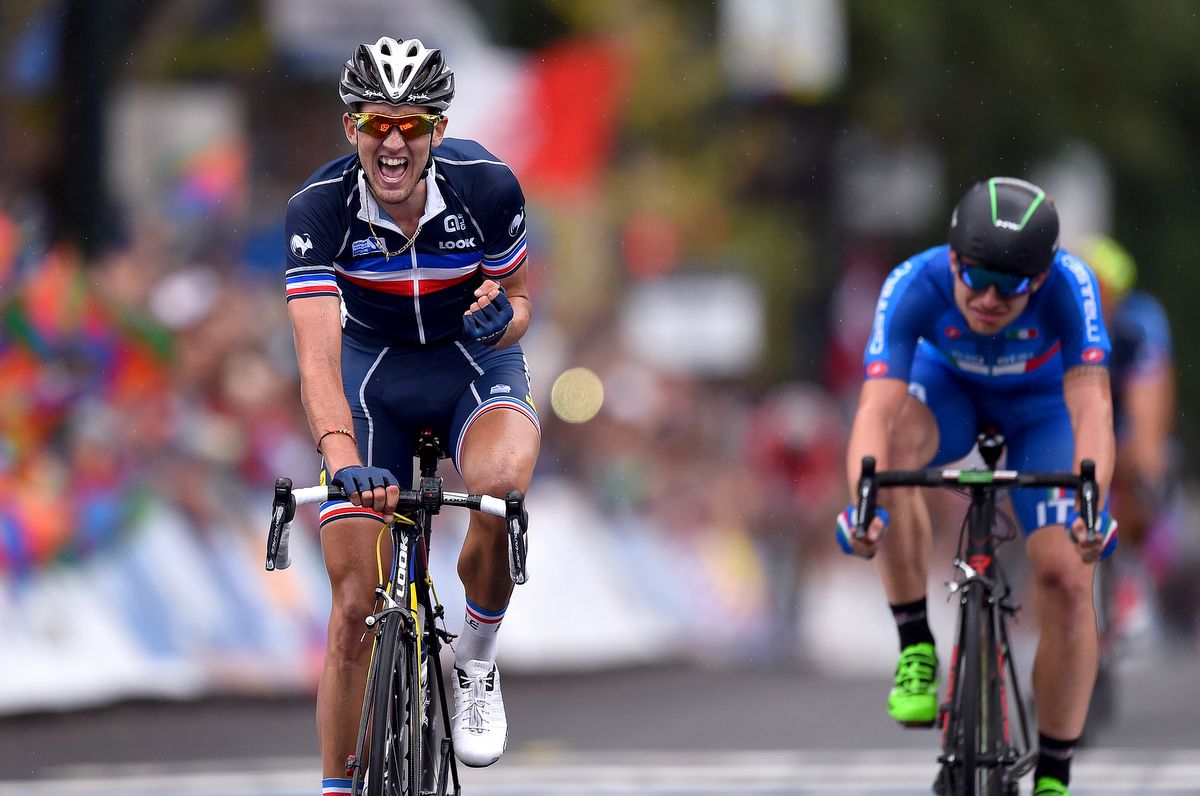Kevin Ledanois' (France) late attack just held off the fast finishing Simone Consonni (Italy)