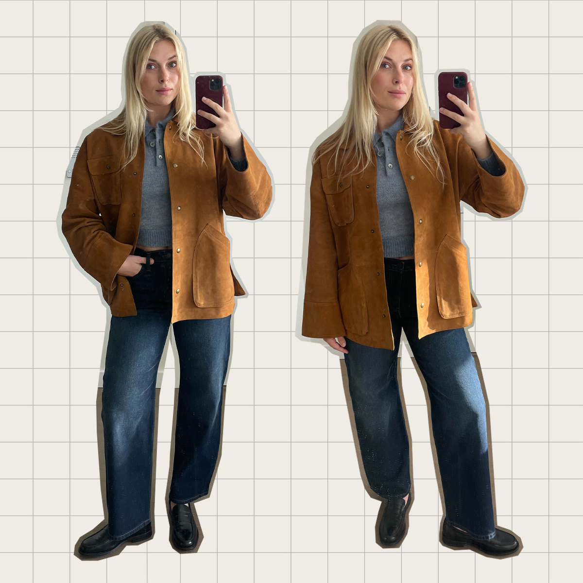 Collage of Editor Wearing Banana Republic Outfit