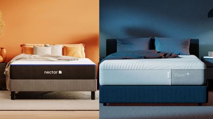 Nectar vs Casper: A Nectar Mattress next to a Casper Mattress.