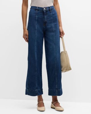 Seamed wide leg cropped jeans