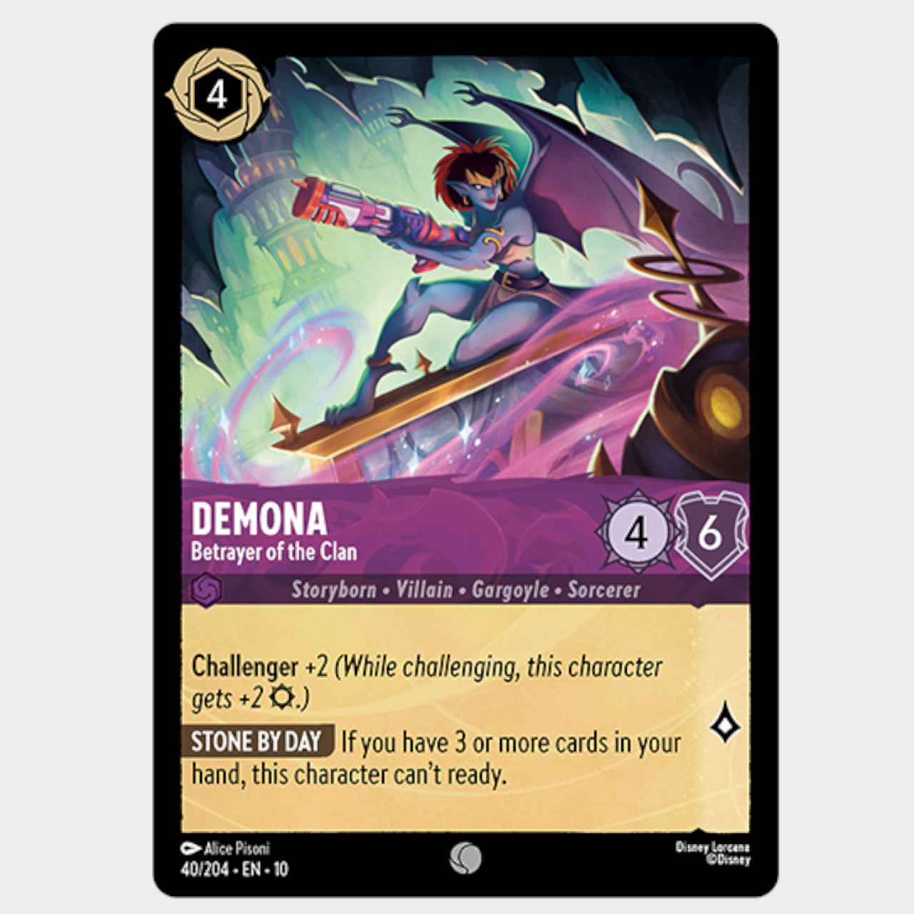 Disney Lorcana Gargoyles card on a plain background