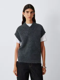 John Lewis Alpaca Blend Tabbard Vest, Charcoal