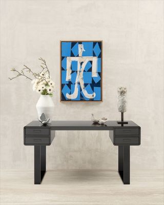 Armani casa console table with blue artwork by Maximilien Pellet