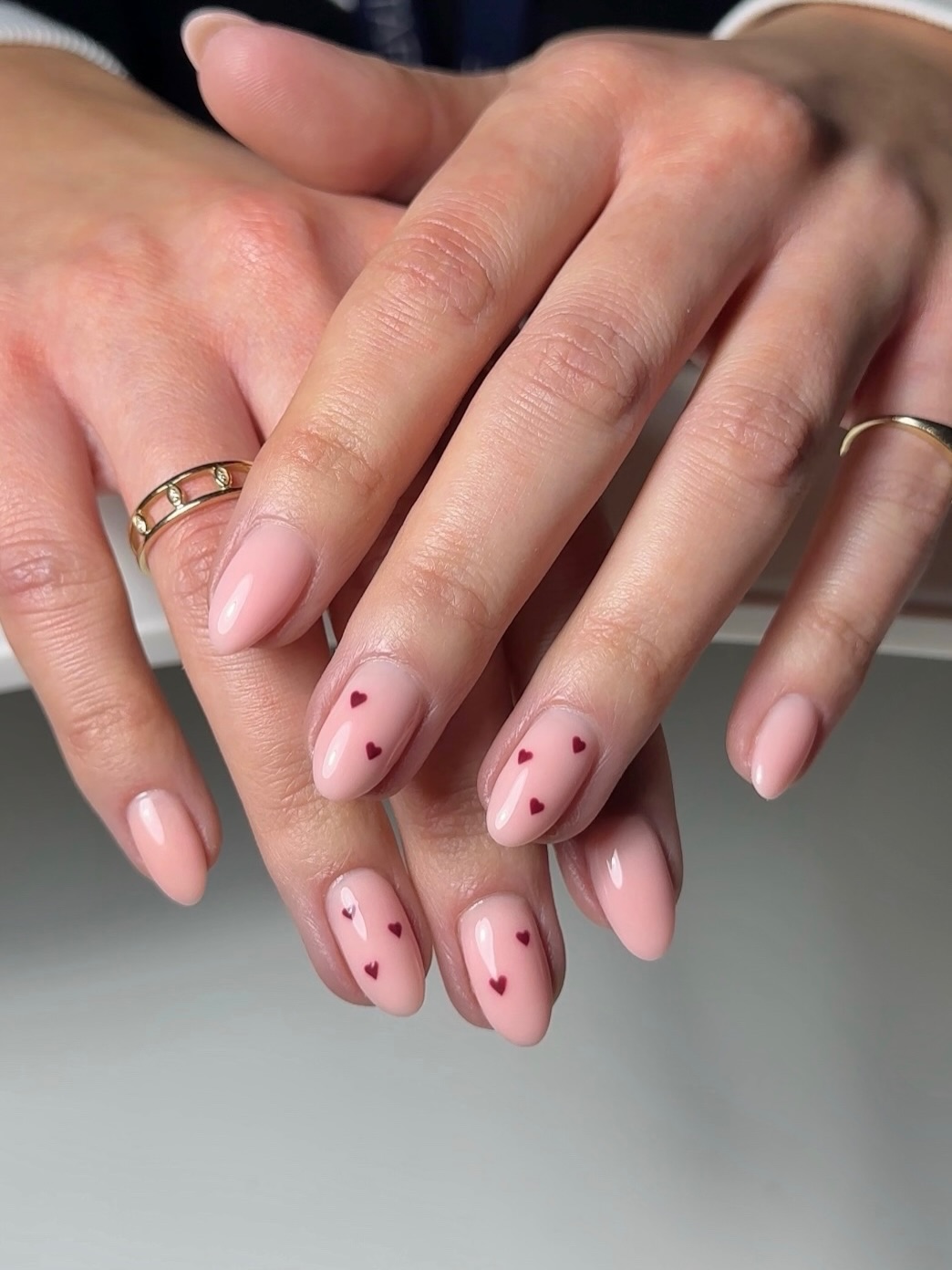 @nailgirlnic micro hearts almond manicure