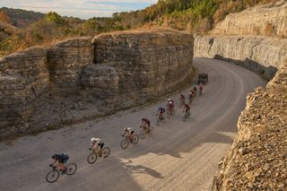 Limestone cliffs of Ozark mountain countryside part of scenic course