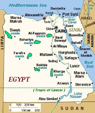 A map of Egypt's Oases, the Dakhleh Oasis