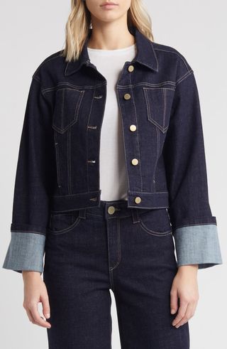 Jaket Denim Manset Crop