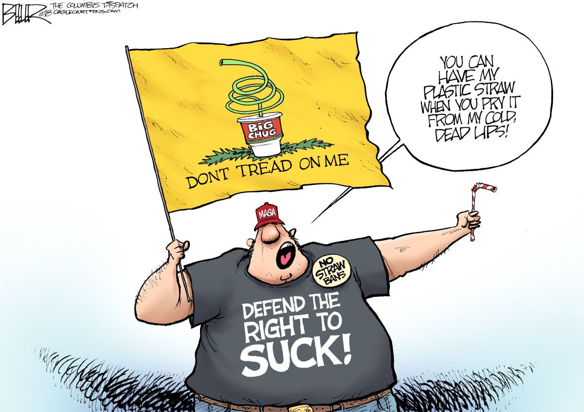 Editorial cartoon U.S. plastic straw ban The Week