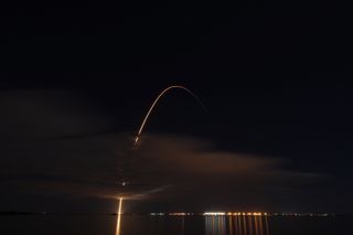 Amateur sky photographer Pilar Horne snapped this image of an Atlas V rocket lighting up the sky. The image was taken from Merritt Island, Florida.
