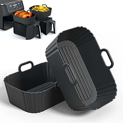 Pintaur Silicone Air Fryer Liners 2 Pack for Ninja 8-10 Qt Dual Air Fryers
