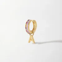 1. Initial Pastel Pavé Huggie Earring: