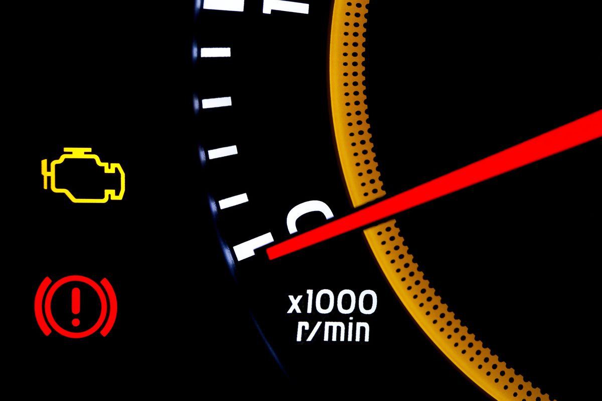 Check engine light on a tachometer