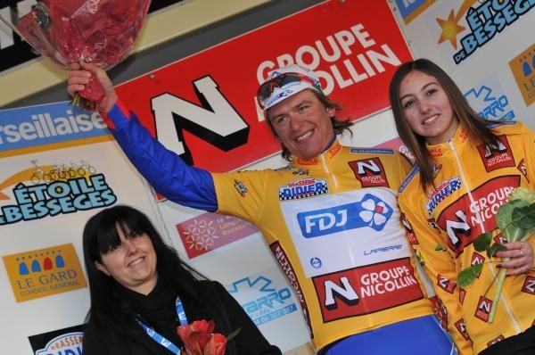 Stage one winner Yauheni Hutarovich (FDJ) tops the points classification.