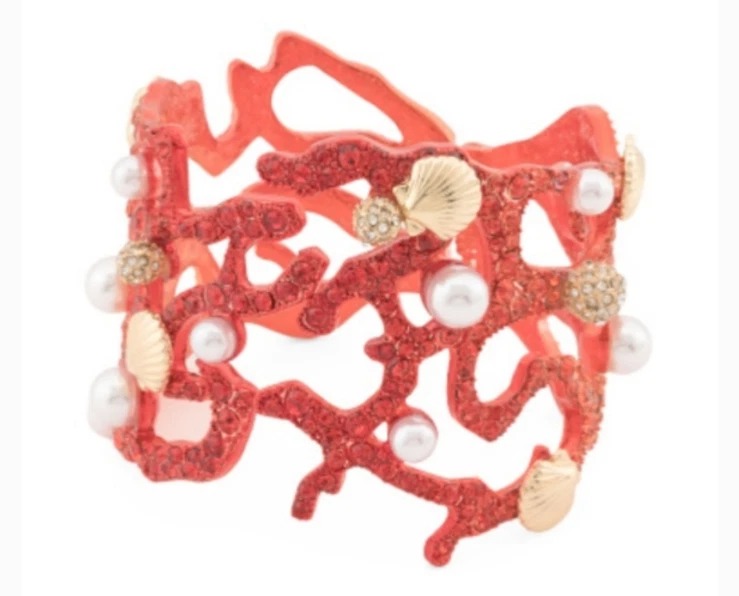 Betsey Johnson, Crystal Red Coral Pearl Seashell