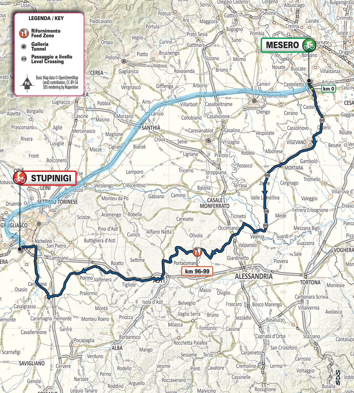 Milano-Torino 2020 route