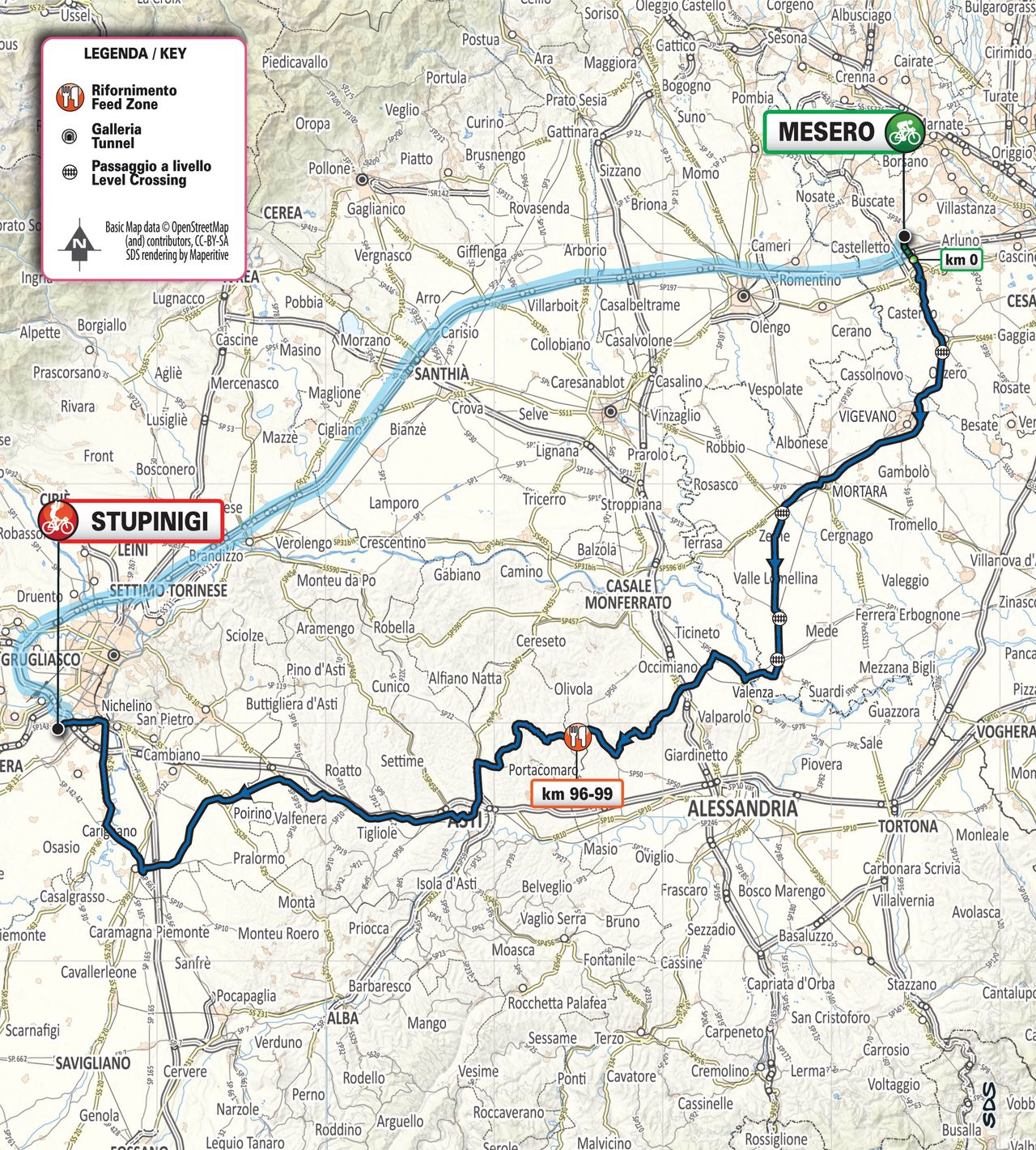 Milano-Torino 2020 route