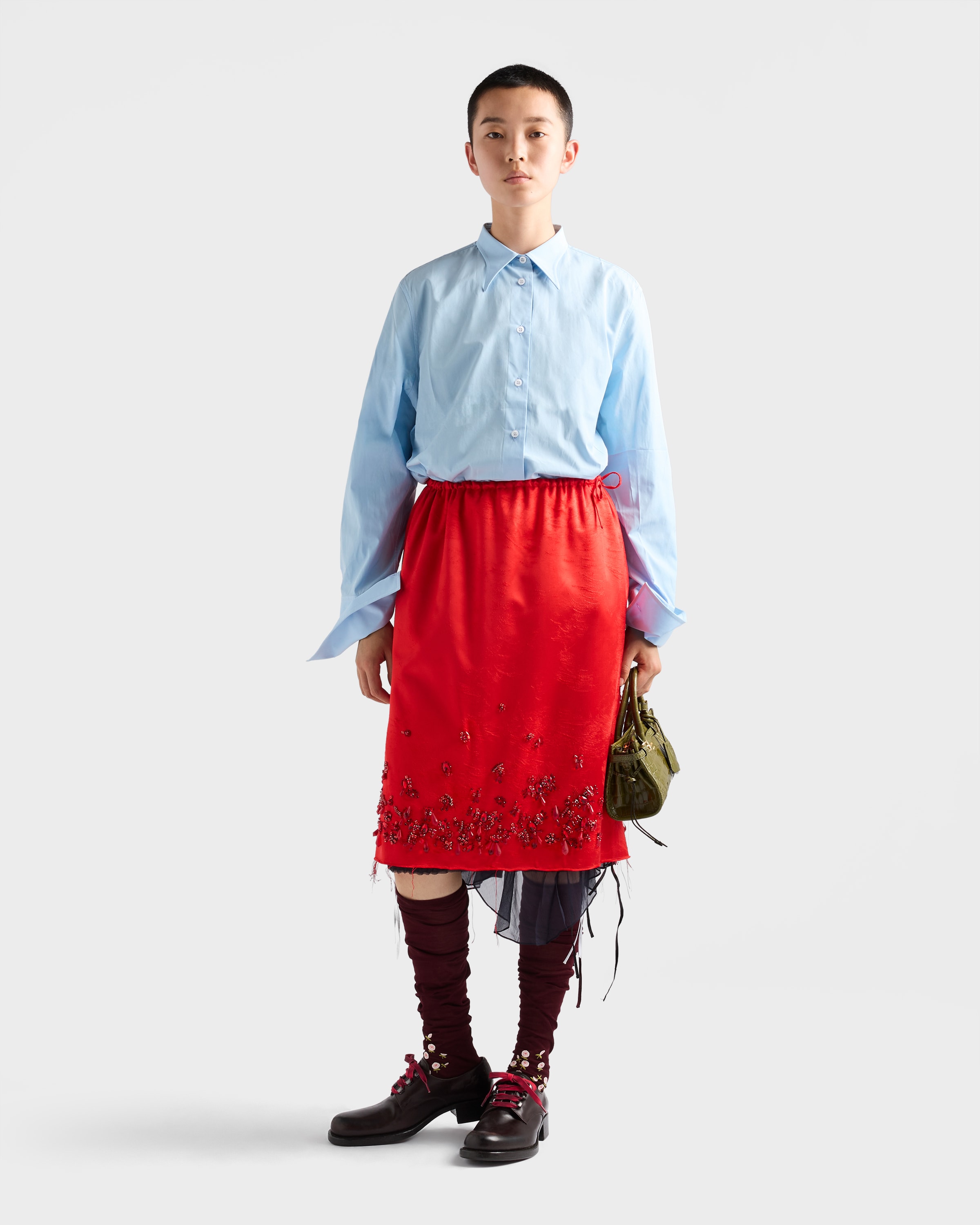 Satin Skirt With Embroidery