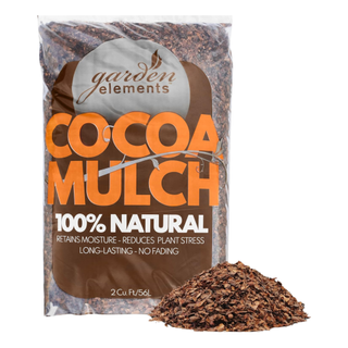 A bag of cocoa mulch for gardens