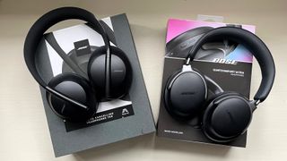 Bose QC Ultra Headphones vs. Bose 700 side-by-side with with packaging