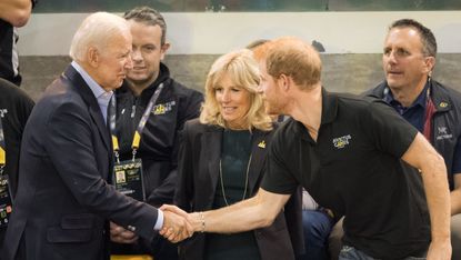 orlando, fl may 11 prince harry and vice president of the united states of america joe biden watch usa vs denmark in the wheelchair rugby match at the invictus games orlando 2016 at espn wide world of sports on may 11, 2016 in orlando, florida prince harry, patron of the invictus games foundation is in orlando for the invictus games 2016 the invictus games is the only international sporting event for wounded, injured and sick servicemen and women started in 2014 by prince harry the invictus games uses the power of sport to inspire recovery and support rehabilitation photo by chris jacksongetty images for invictus games