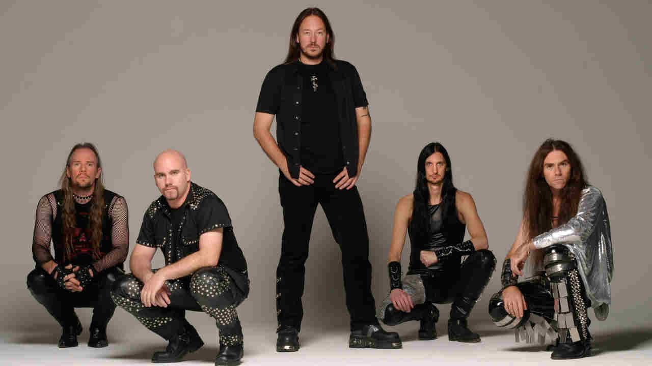 Hammerfall posing for a photograph in the 2000s