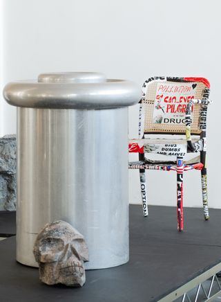 Installation view featuring Jordan Wolfson, Chair 01, 2018