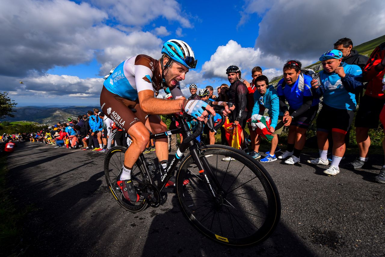 Pierre Latour (AG2R La Mondiale) was the last man standing from the breakaway on Los Machucos