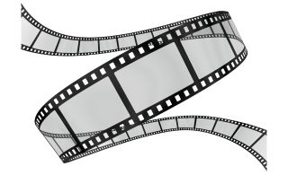 Curling transparent filmstrip on white background