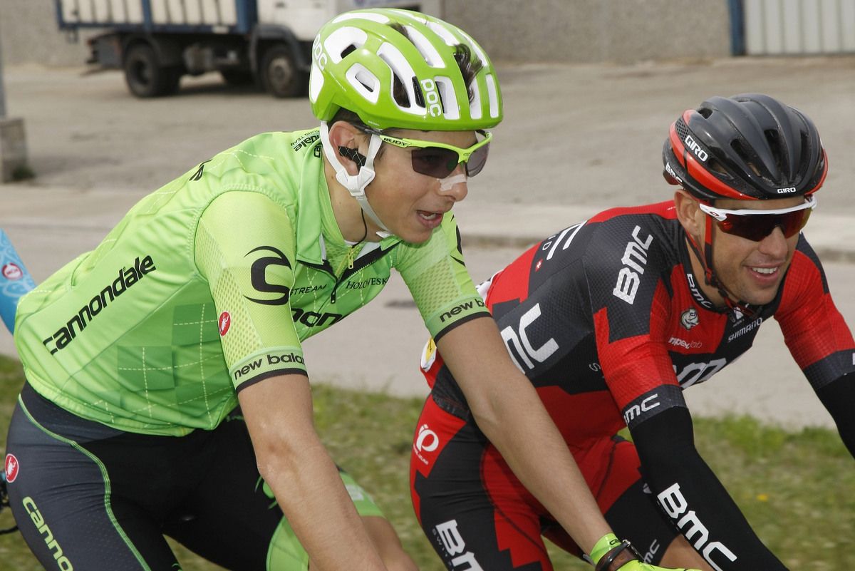 Davide Formolo (Cannondale) and Richie Porte (BMC) chat during the stage