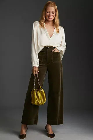 The Colette Cropped Wide-Leg Corduroy Trousers by Maeve