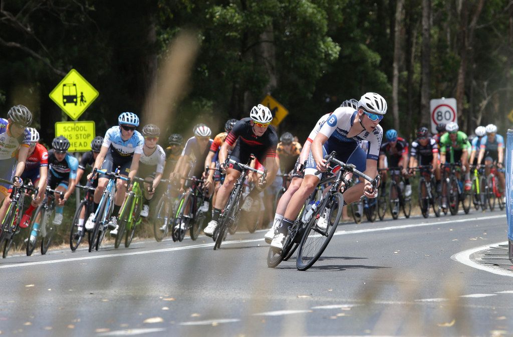 A rare shot of the peloton before the race split to pieces