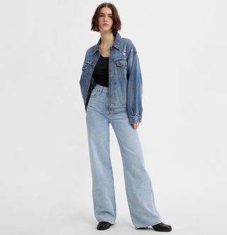 Wide-leg ribcage jeans